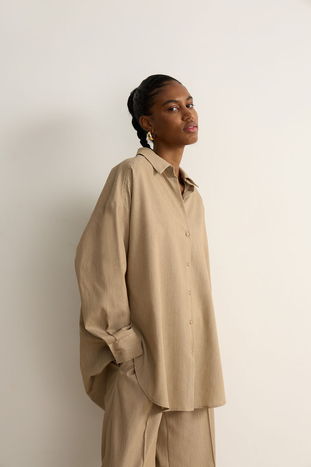 Рубашка оверсайз с эффектом меланж - Mollis фото 5