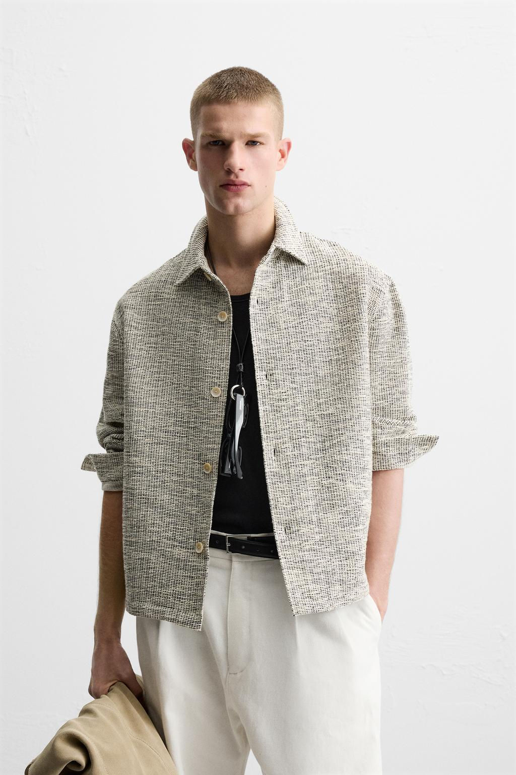 CONTRAST TEXTURED OVERSHIRT - Zara фото 2