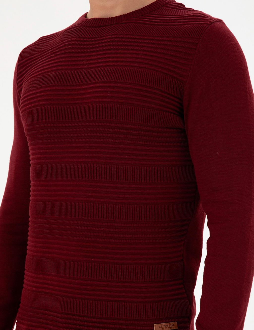 Erkek Slim Fit Bisiklet Yaka Bordo Kazak - U.s. polo assn фото 7