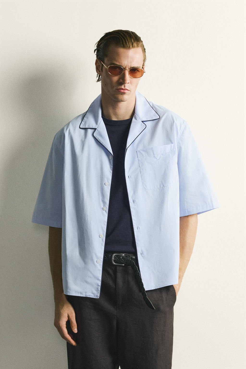CAMISA RELAXED FIT VIVO CONTRASTE / Azul cielo - Zara фото 2
