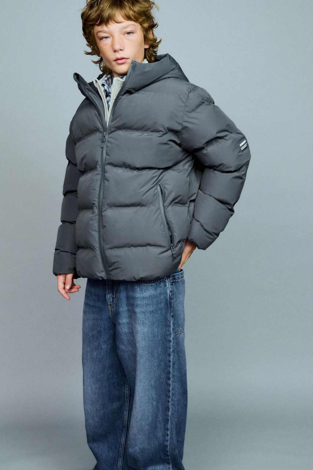 ABRIGO ACOLCHADO ETIQUETA WATER REPELLENT / Gris - Zara фото 11
