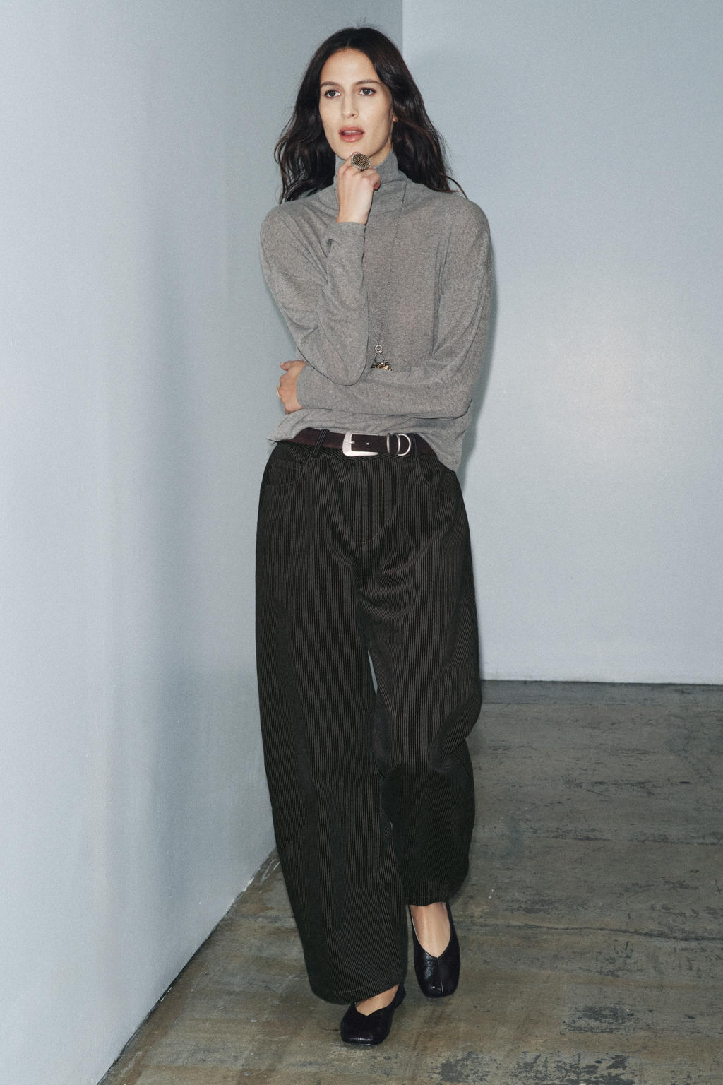 ZW COLLECTION STRIPED WIDE-LEG TROUSERS