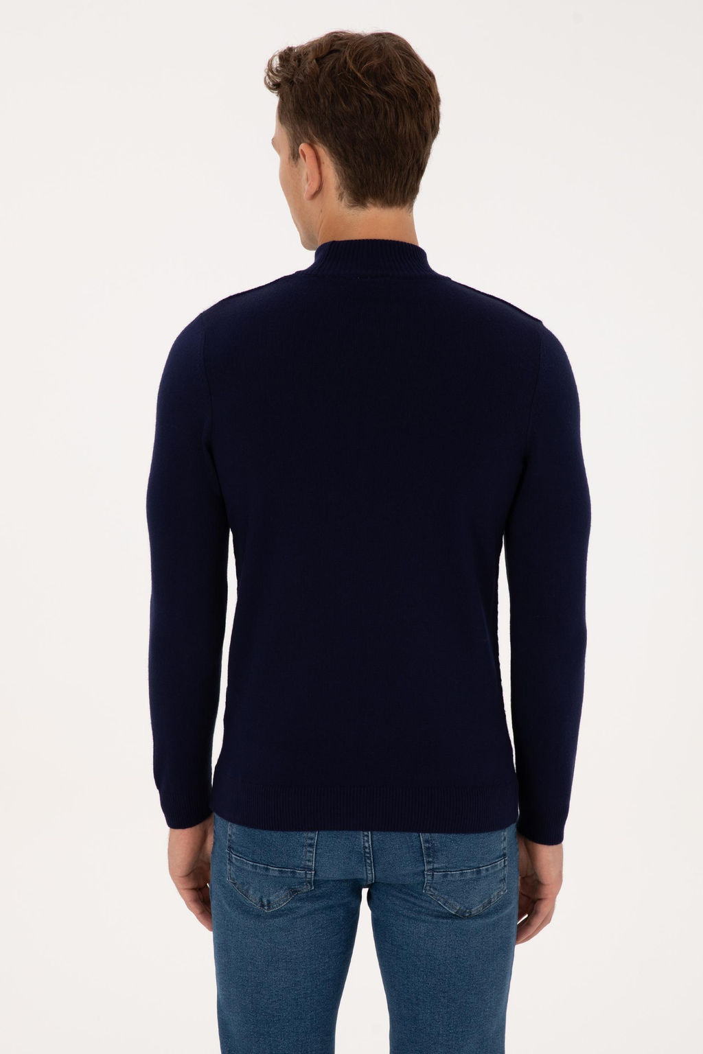 Erkek Slim Fit Yar_m Bal_k__ Yaka Lacivert Kazak - U.s. polo assn фото 5