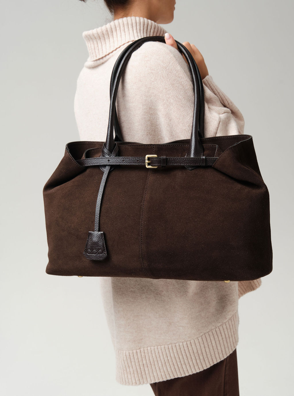 Замшевая сумка Daniela DBR 31375 черный каштан  фото 2