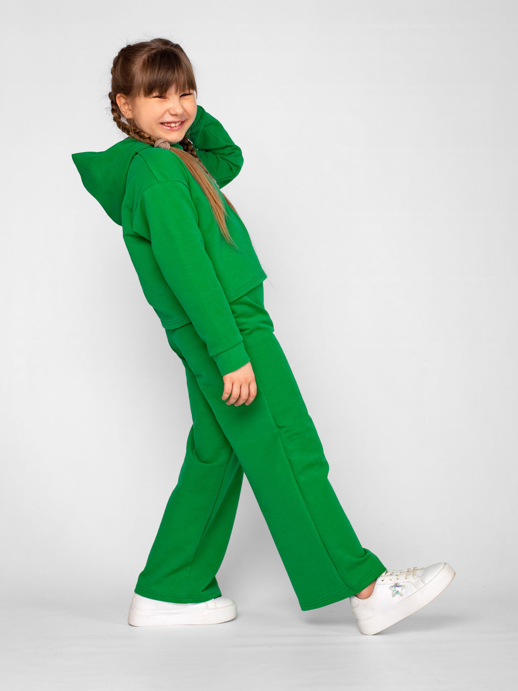 Костюм детский футер 2-х нитка с брюками "КАССИ" ЗЕЛЕНЬ