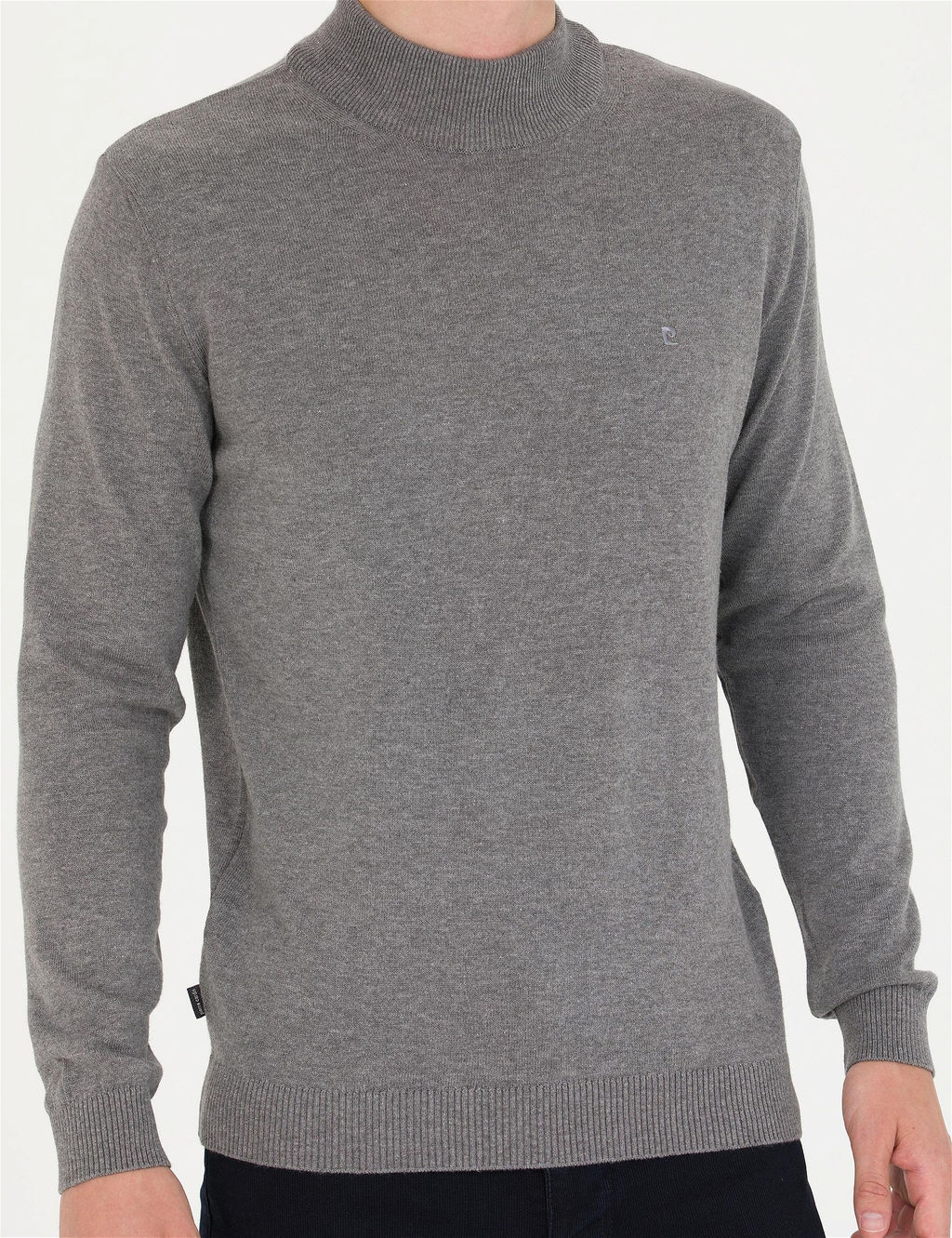 Gri Melanj Slim Fit Yar_m Bal_k__ Yaka Basic Triko Kazak - Pierre cardin фото 6
