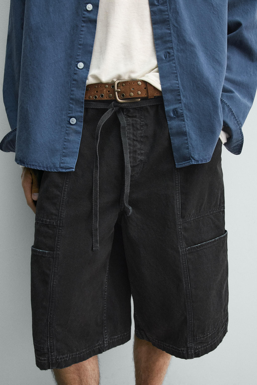 BERMUDA BAGGY FIT CINTUR?N / Negro