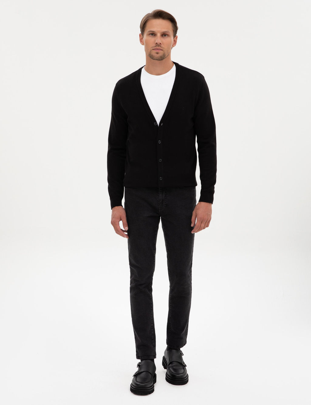 Siyah Slim Fit Basic D__meli Triko H_rka - Pierre cardin фото 4