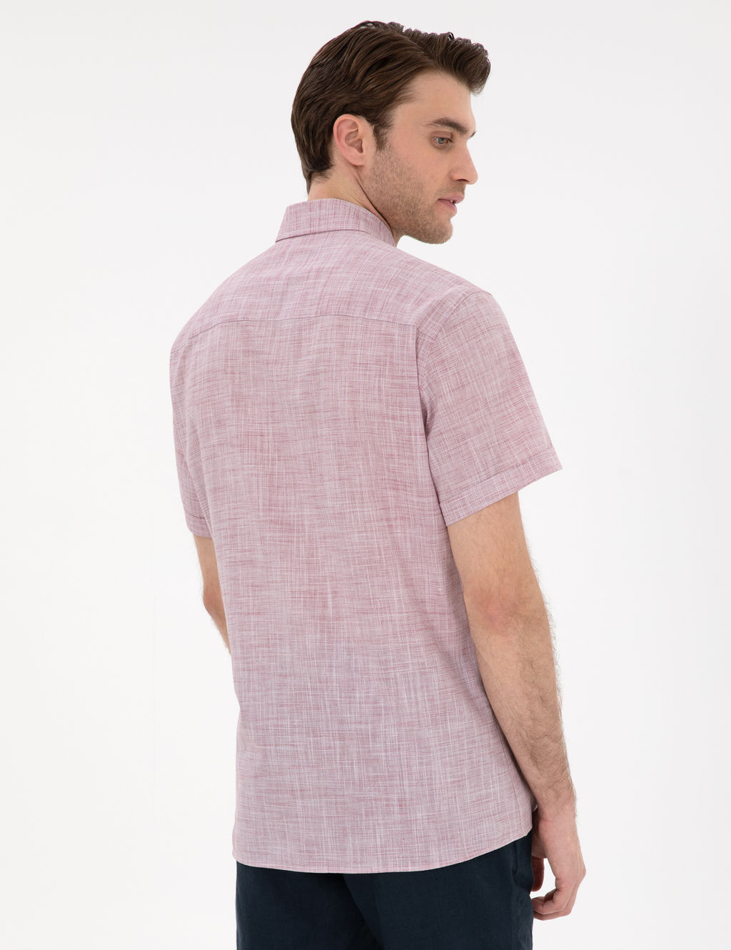 Bordo Keten G_r_n_ml_ Regular Fit K_sa Kollu G_mlek
