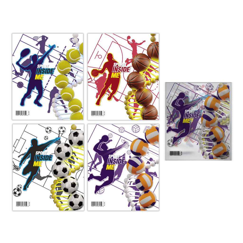 Цена за 1 шт. Набор пластиковых обложек ErichKrause Sport DNA, для тетрадей и дневников, 212х347мм, 80 мкм, ассорти (пакет 12 шт.)