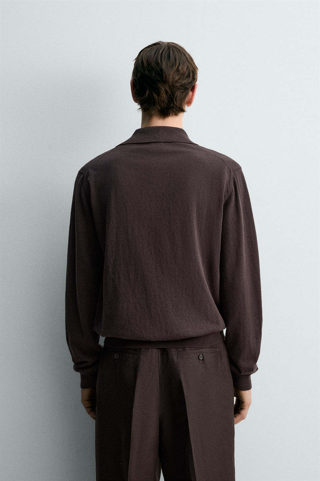 POLO PUNTO ALGOD?N - LINO LIMITED EDITION / Chocolate - Zara фото 3