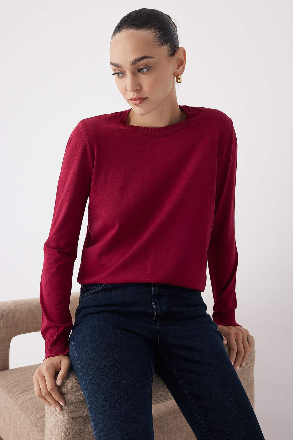 Wardrobe Essentials Pembe Merserize Gorunumlu Ince Basic Triko Kazak | TWOAW26KZ00081 - Trendyolmilla фото 8