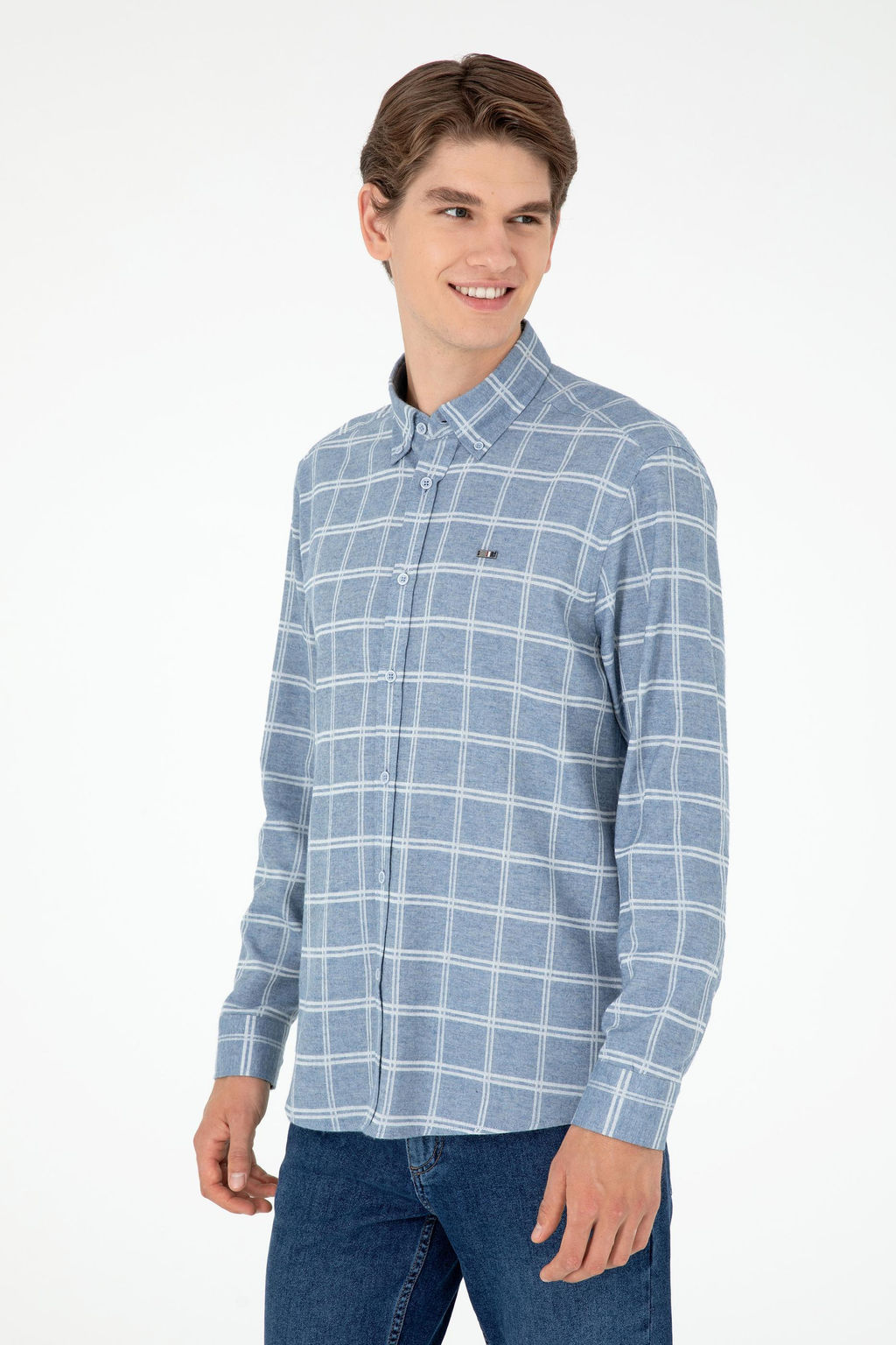 Мужская голубая рубашка с длинным рукавом - U.s. polo assn фото 3