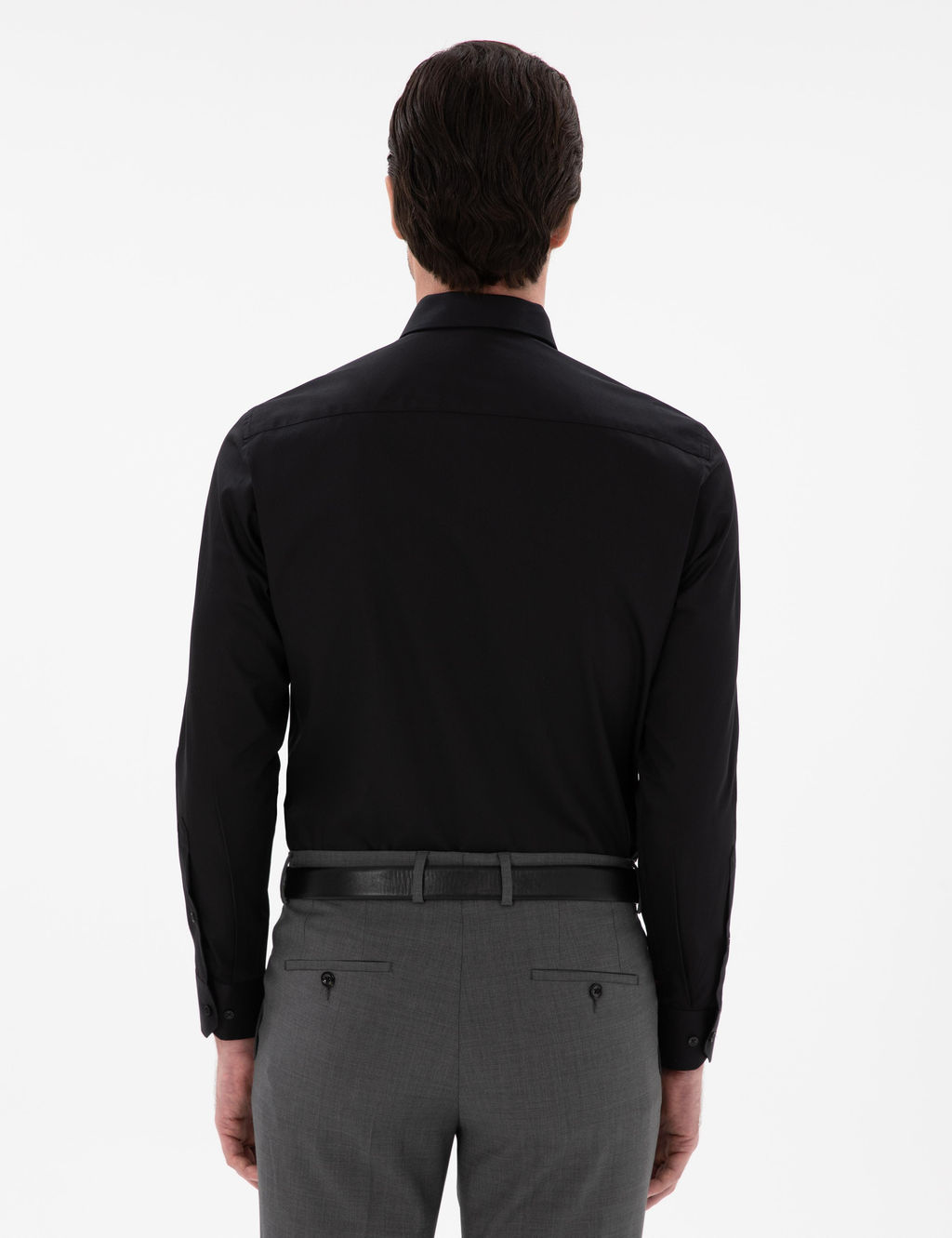 Black Slim Fit Basic рубашка с длинным рукавом - Cacharel фото 5