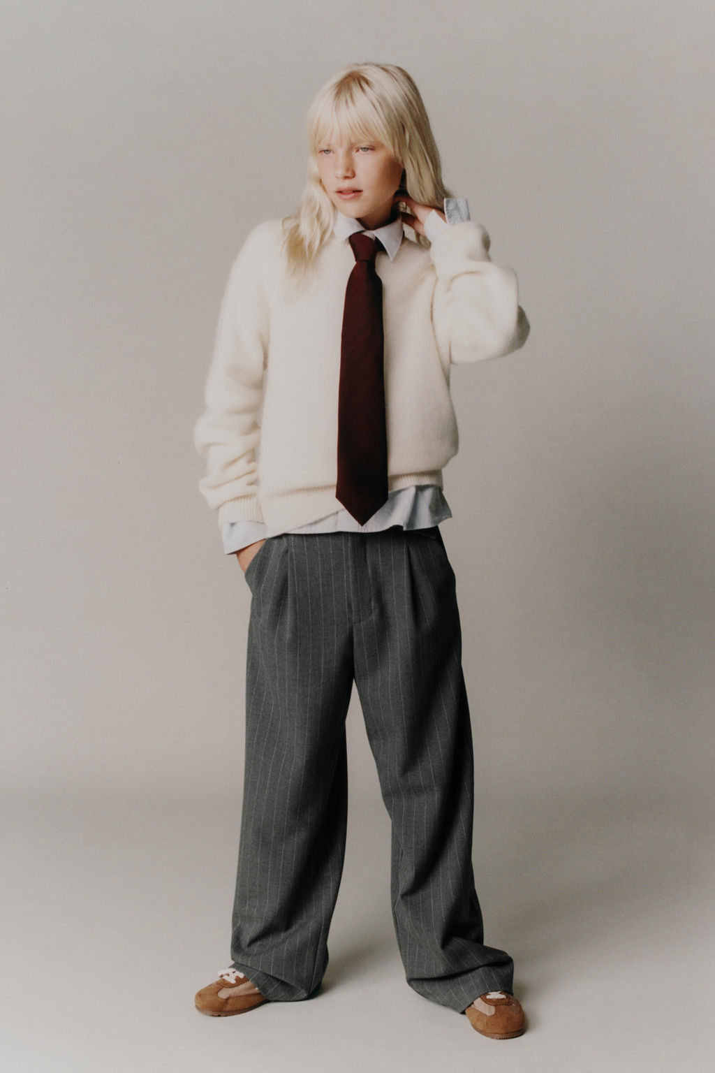 PINSTRIPE TROUSERS WITH BELT - Zara фото 5