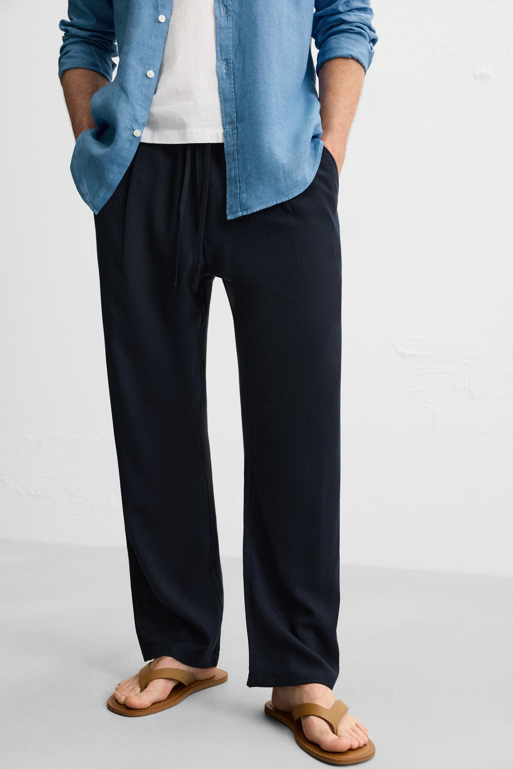 RELAXED FIT LYOCELL TROUSERS - Zara фото 5