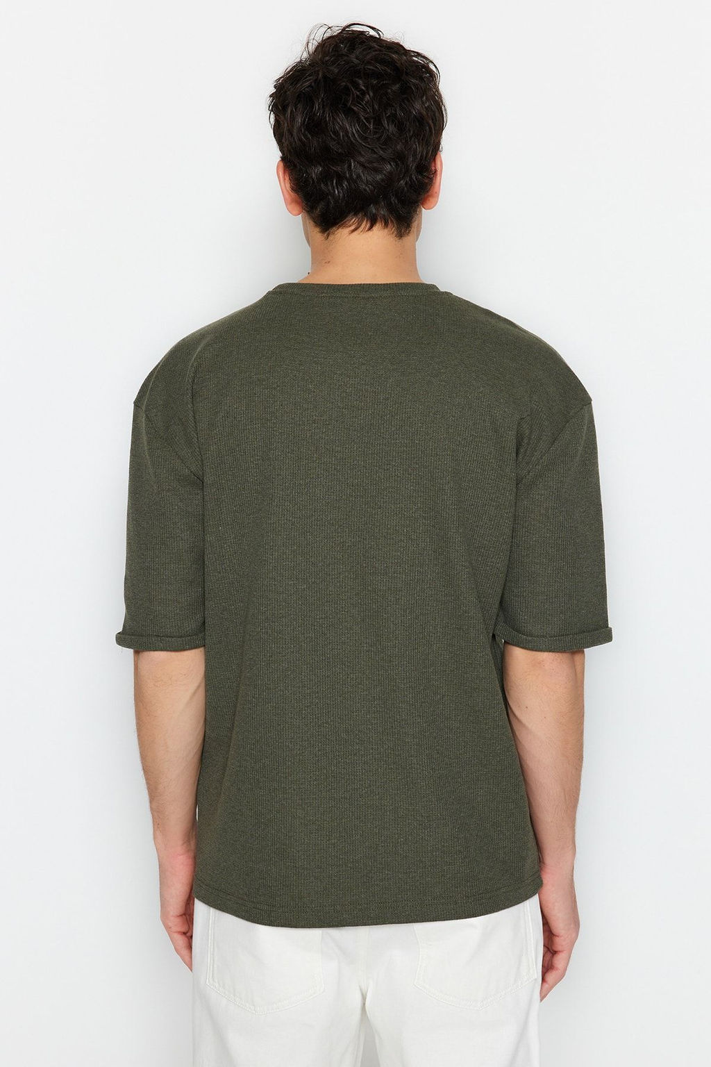 TRENDYOL MAN Haki Oversize/Genis Kesim Bisiklet Yaka Basic Buyuk Beden T-Shirt TMNSS25BF00000 - Trendyolmilla фото 6