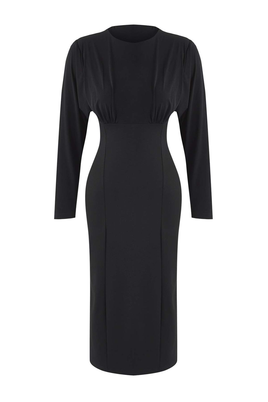 Siyah Duz Ustu Dokumlu Bodycon Midi Orme Elbise TWOAW26EL00200 - Trendyolmilla фото 5