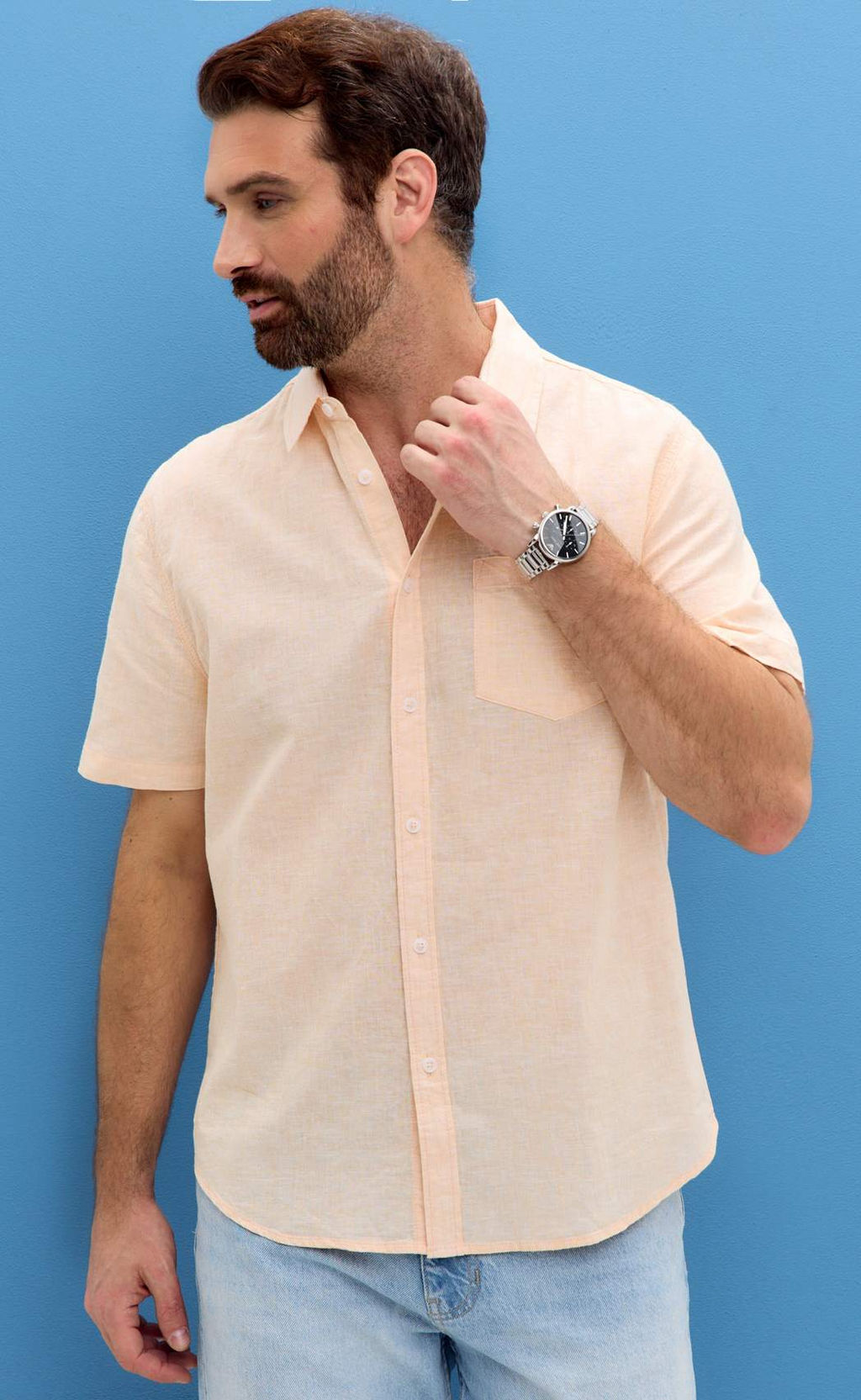 Рубашка к/р лен F111-0450 l.orange - Fine joyce фото 10