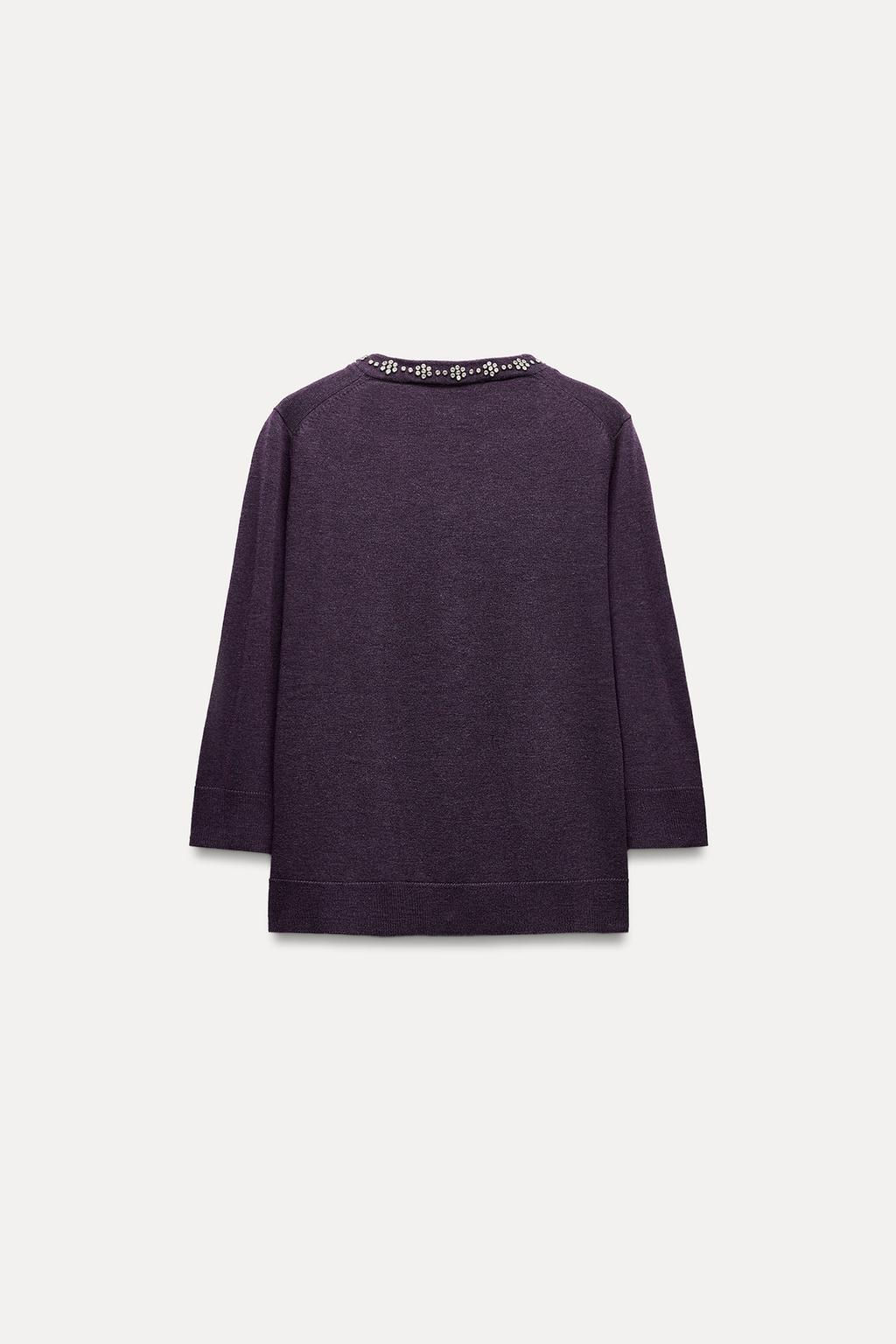 BEADED RHINESTONE KNIT CARDIGAN - Zara фото 3