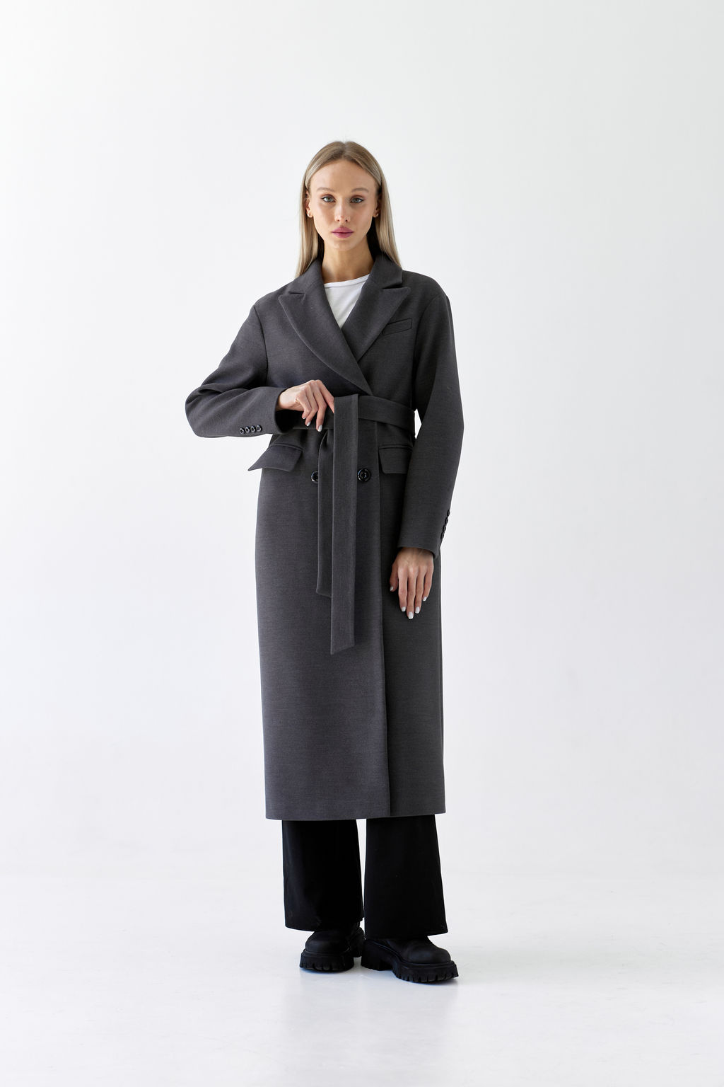 Пальто женское демисезонное 26102 (темно-серый)