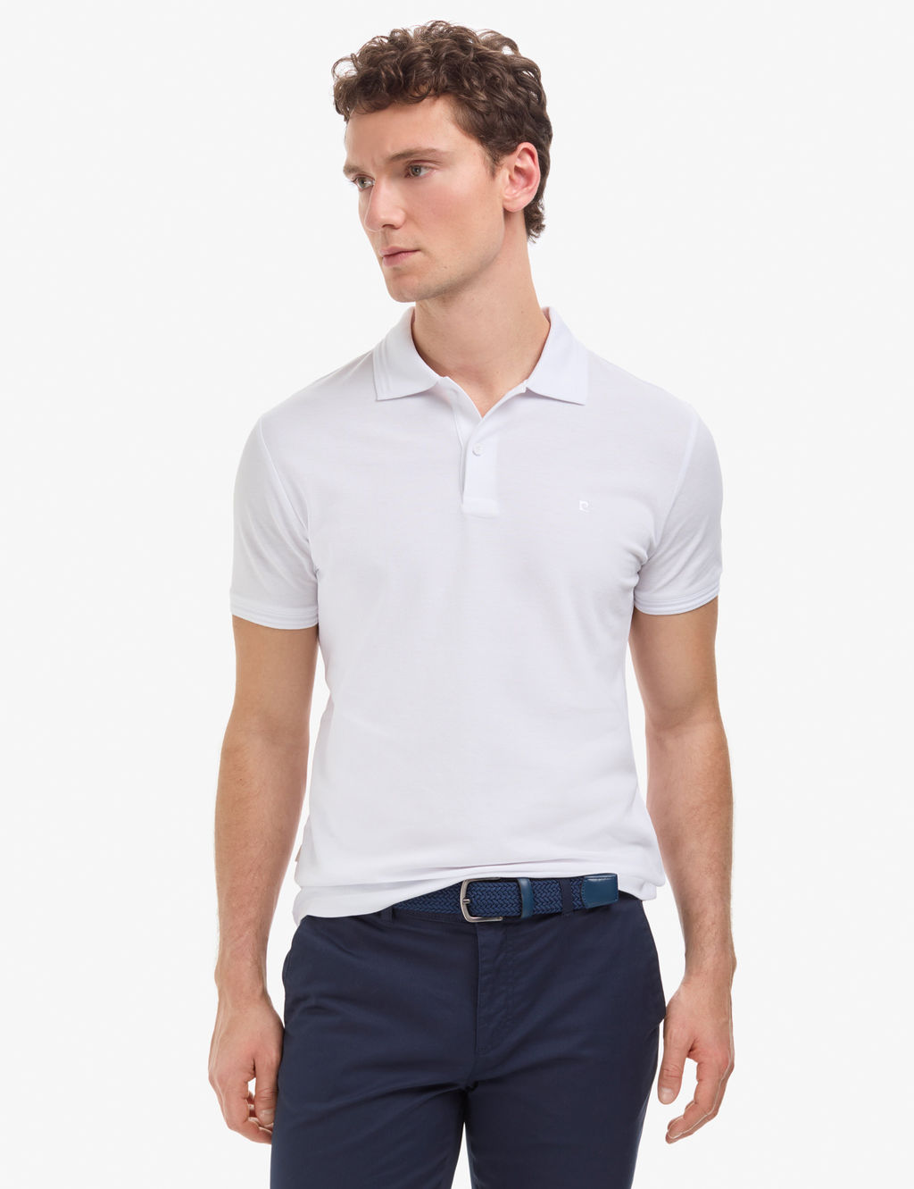 Beyaz Slim Fit %100 Pamuk K_vr_lmaz D__meli Polo Yaka Basic Ti__rt