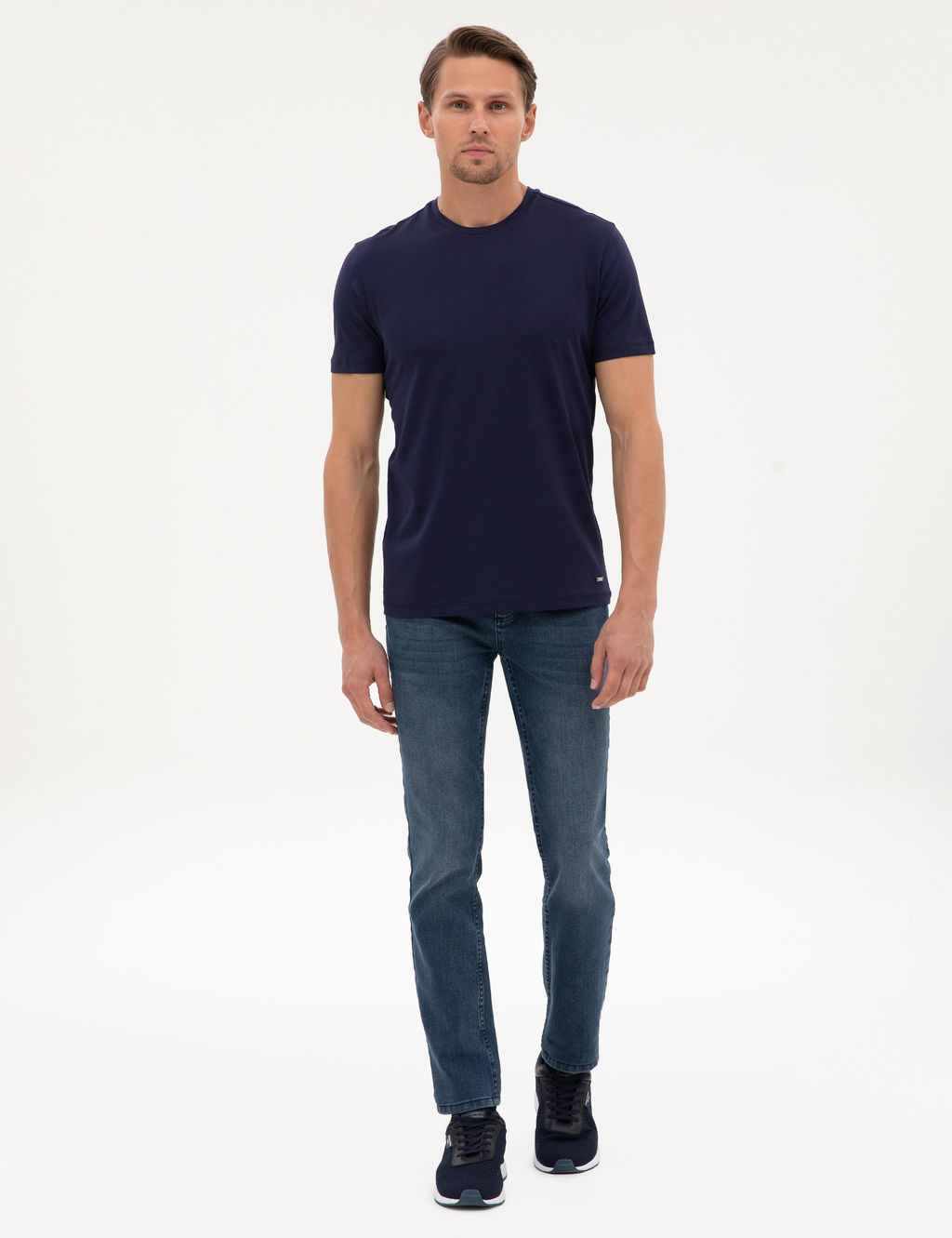 Lacivert Slim Fit Basic Ti__rt