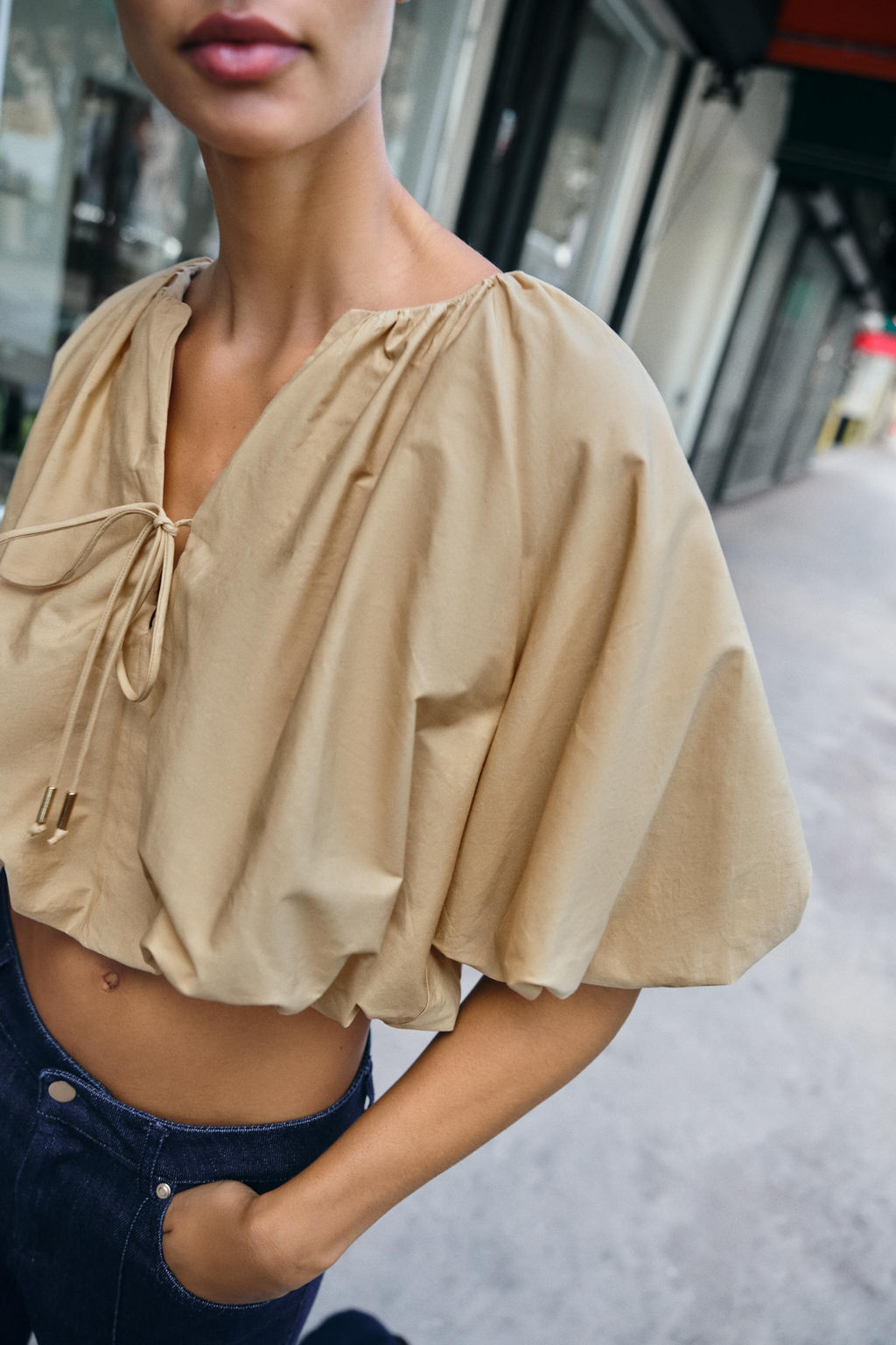 POPLIN BALLOON TOP - Zara фото 4