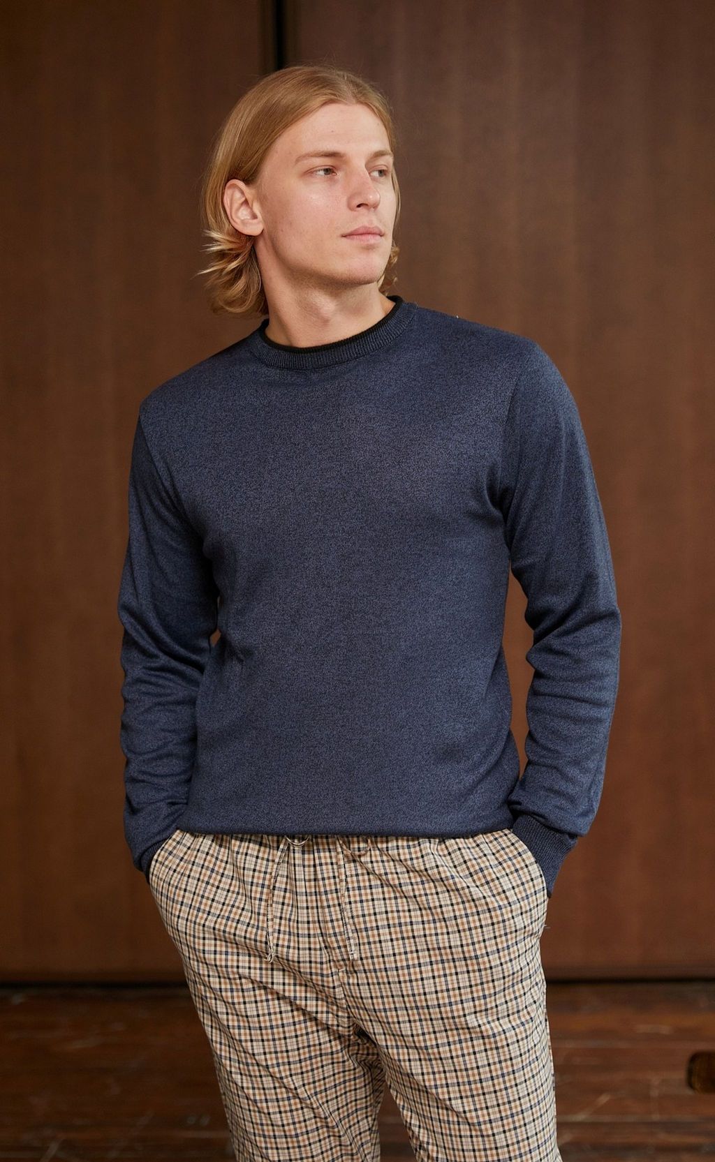 Джемпер Fine Joyce F121-01-3 хлопковый темно-синий фото 4