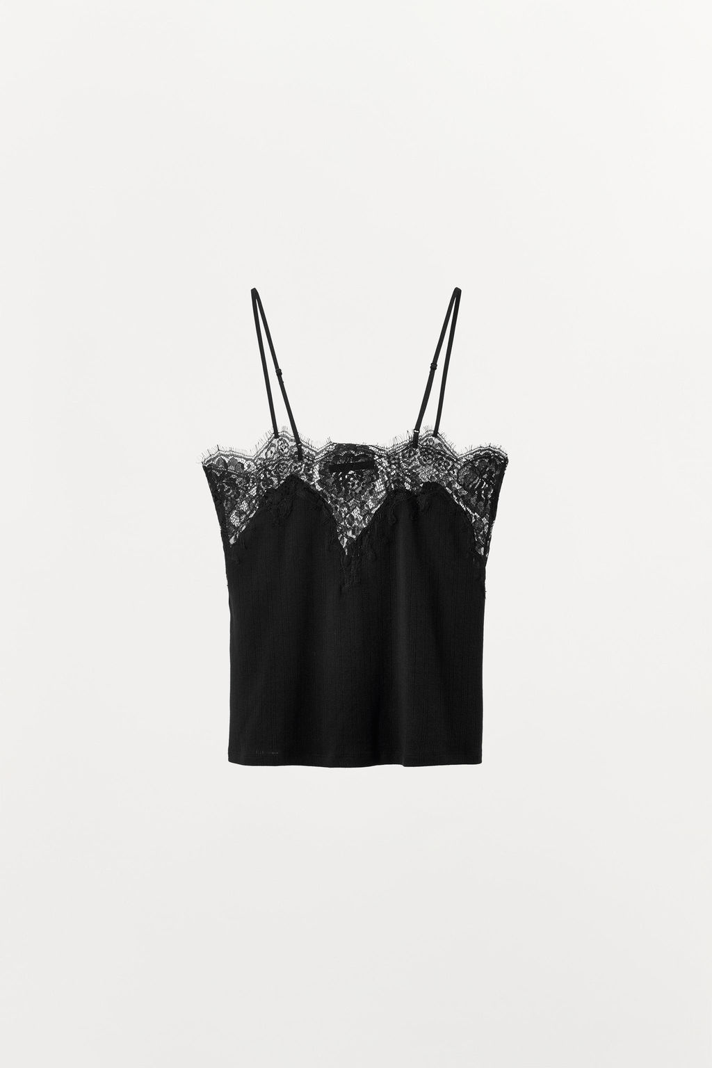 TOP TIRANTES POINTELLE ENCAJE / Negro