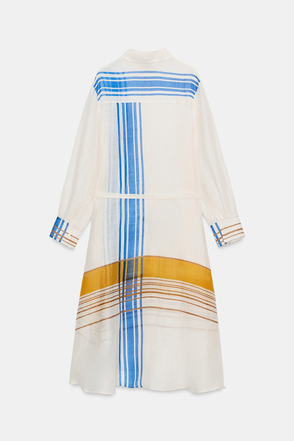 VESTIDO CAMISERO RAMIO 100% ZW COLLECTION / Multicolor - Zara фото 4