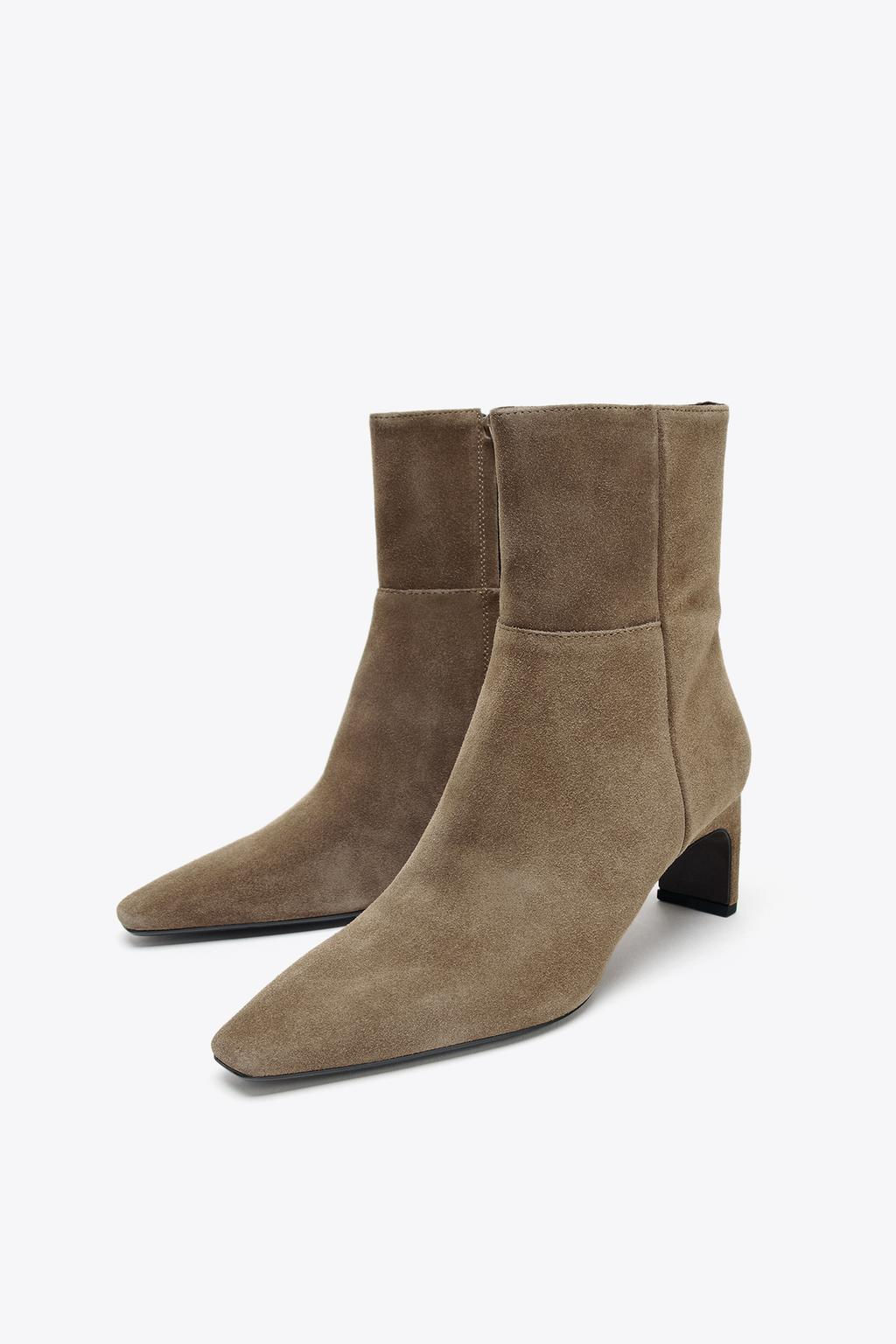SUEDE KITTEN HEEL ANKLE BOOTS - Zara фото 3