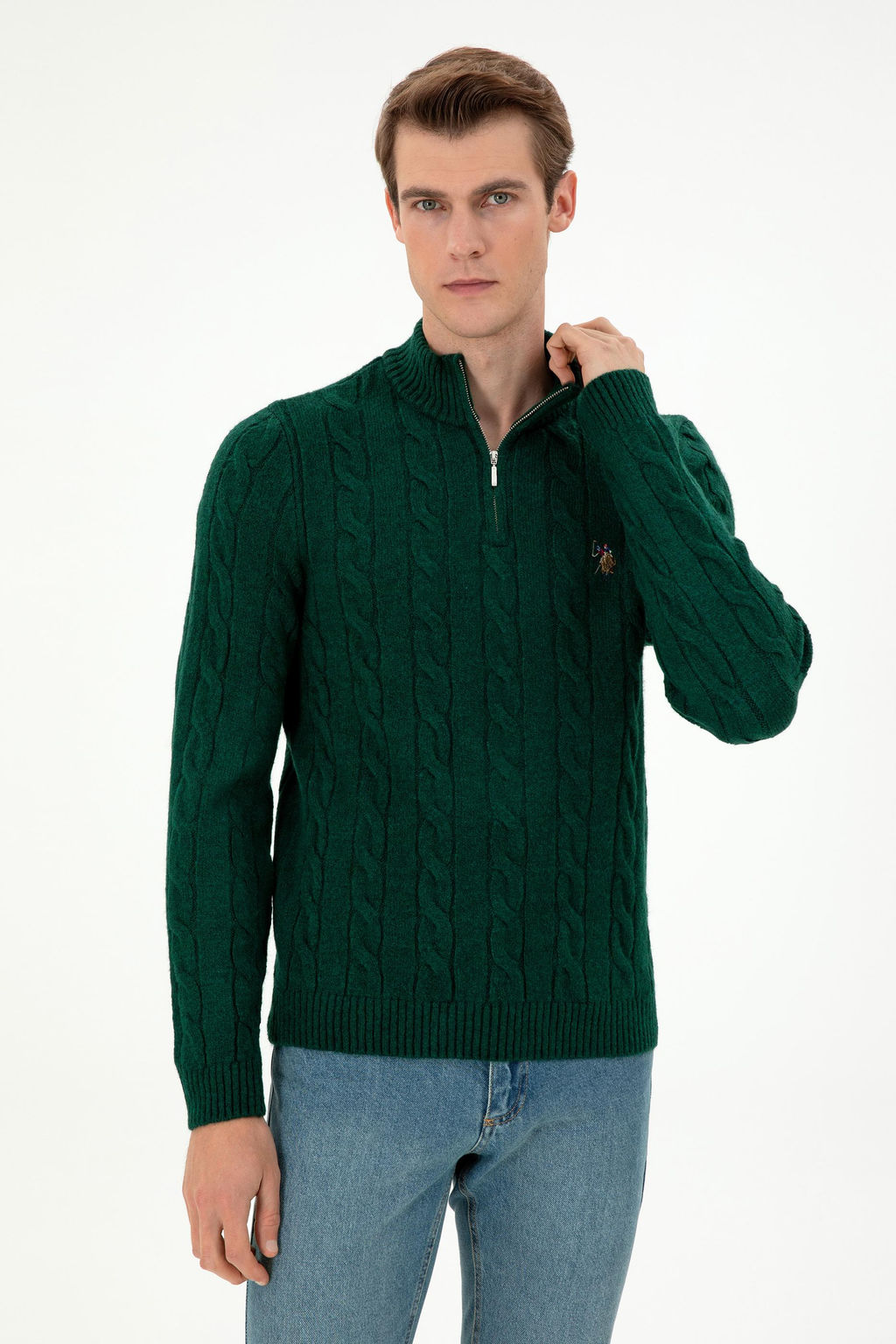 Мужской темно-зеленый свитер - U.s. polo assn фото 3