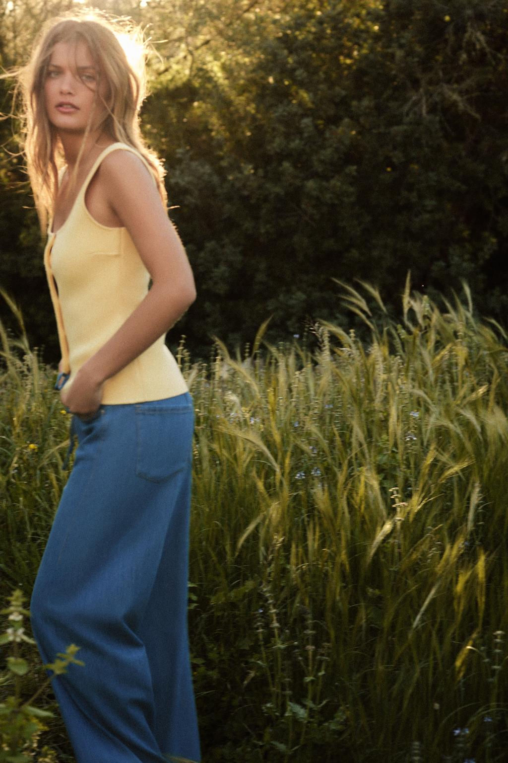 PYJAMA-STYLE DENIM TROUSERS - Zara фото 11