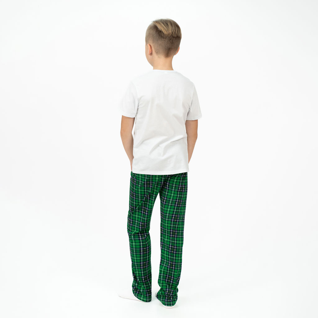 Пижама детская белая/зеленая клетка глаз 827п/1 (122, 64)