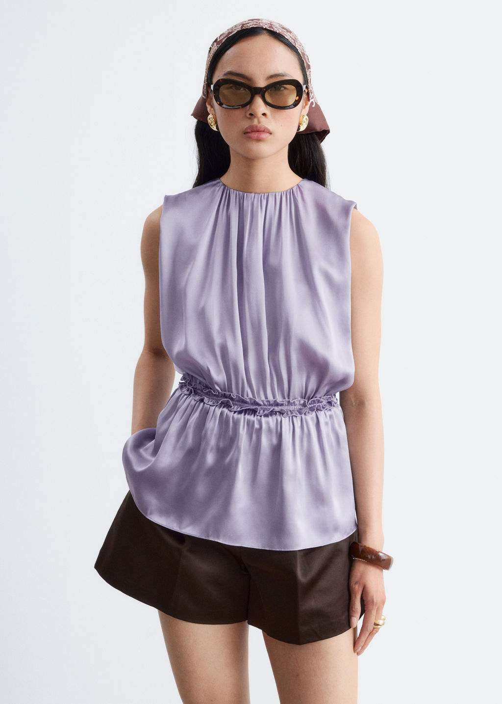 Top de seda sin mangas con volantes - H&m фото 3
