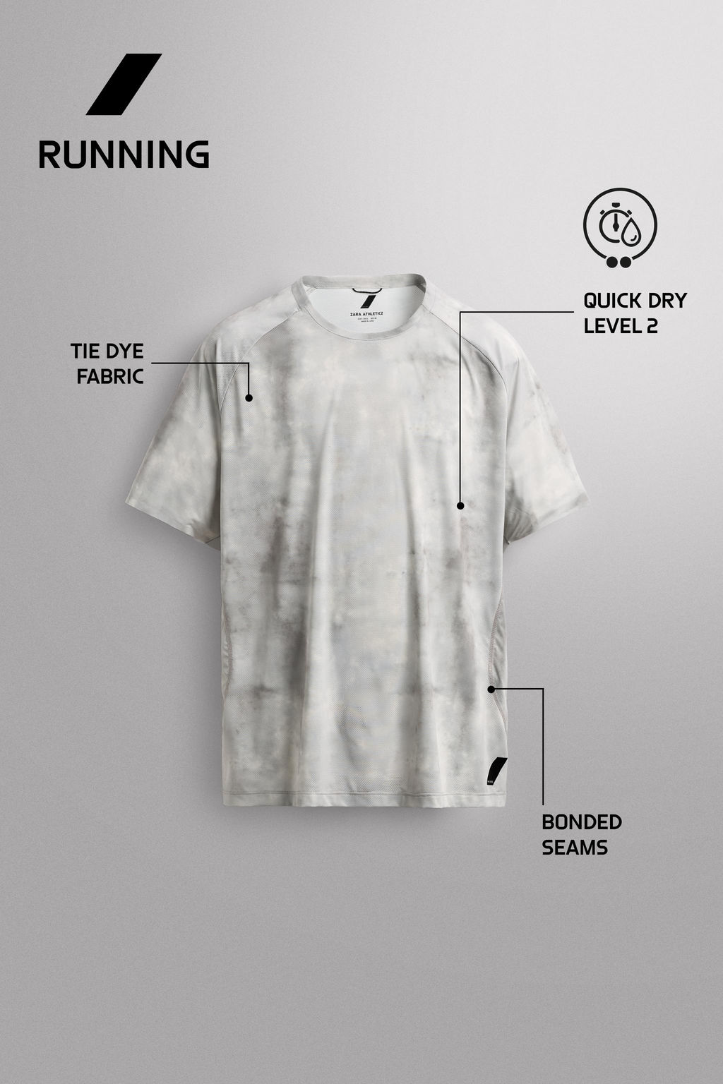 CAMISETA T?CNICA RUNNING ESTAMPADO / Grises - Zara фото 10