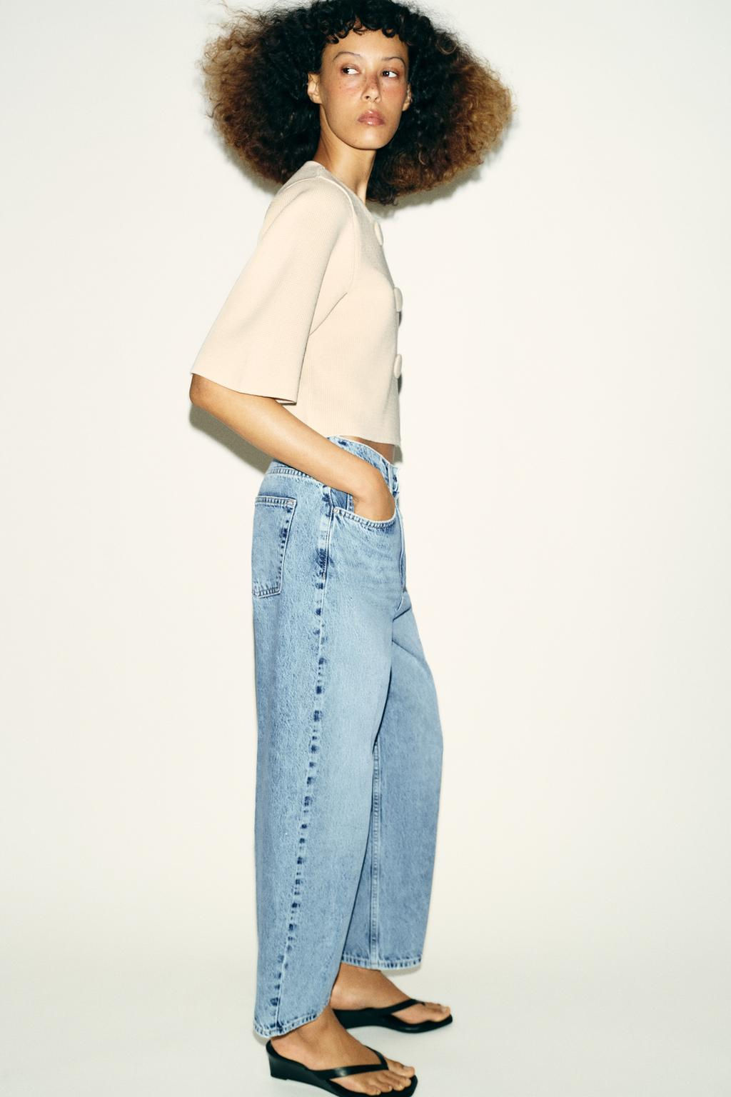 Z1975 MID-WAIST BARREL JEANS WITH PRESSED CREASE - Zara фото 3