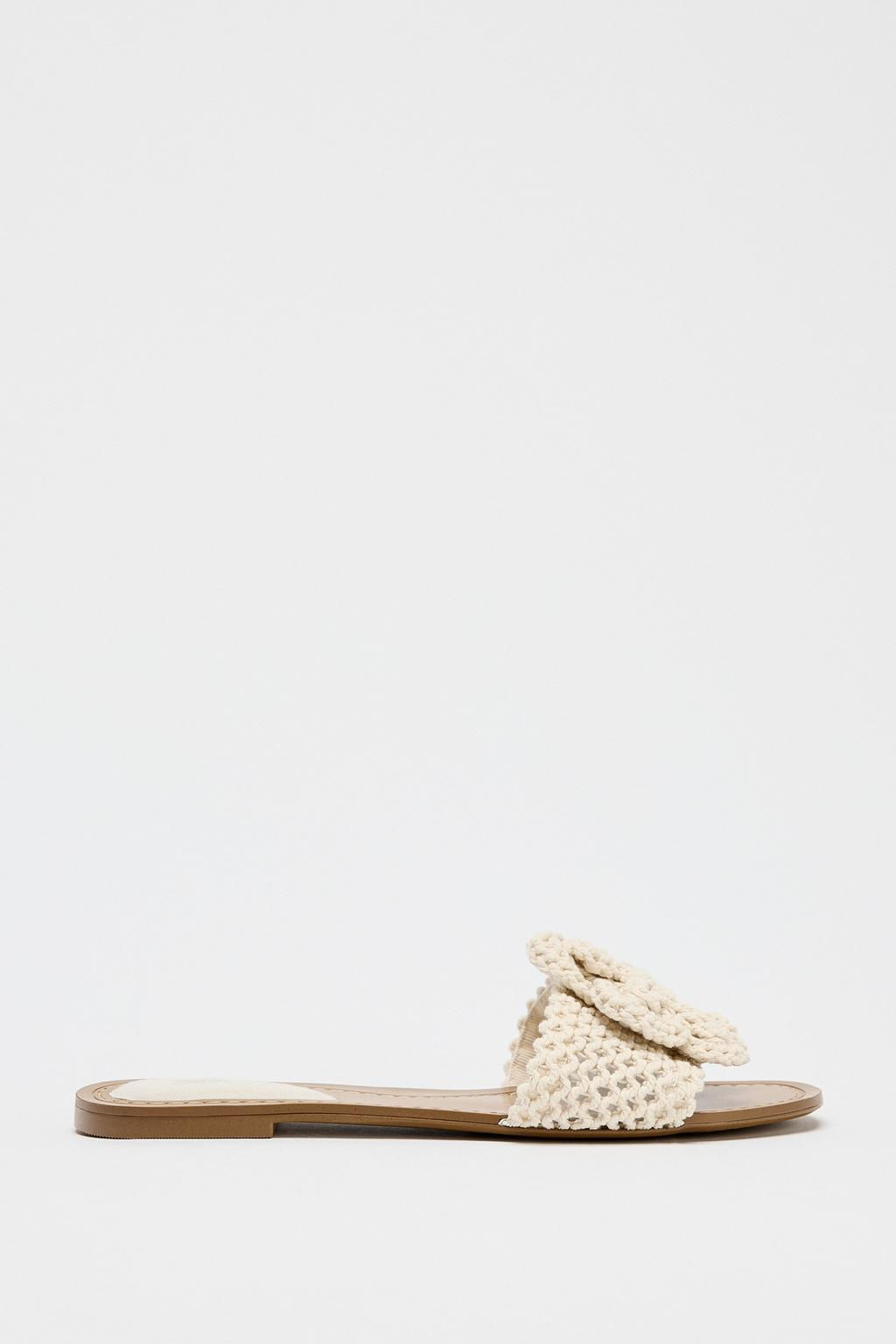 CROCHET BOW FLAT SANDALS - Zara фото 2