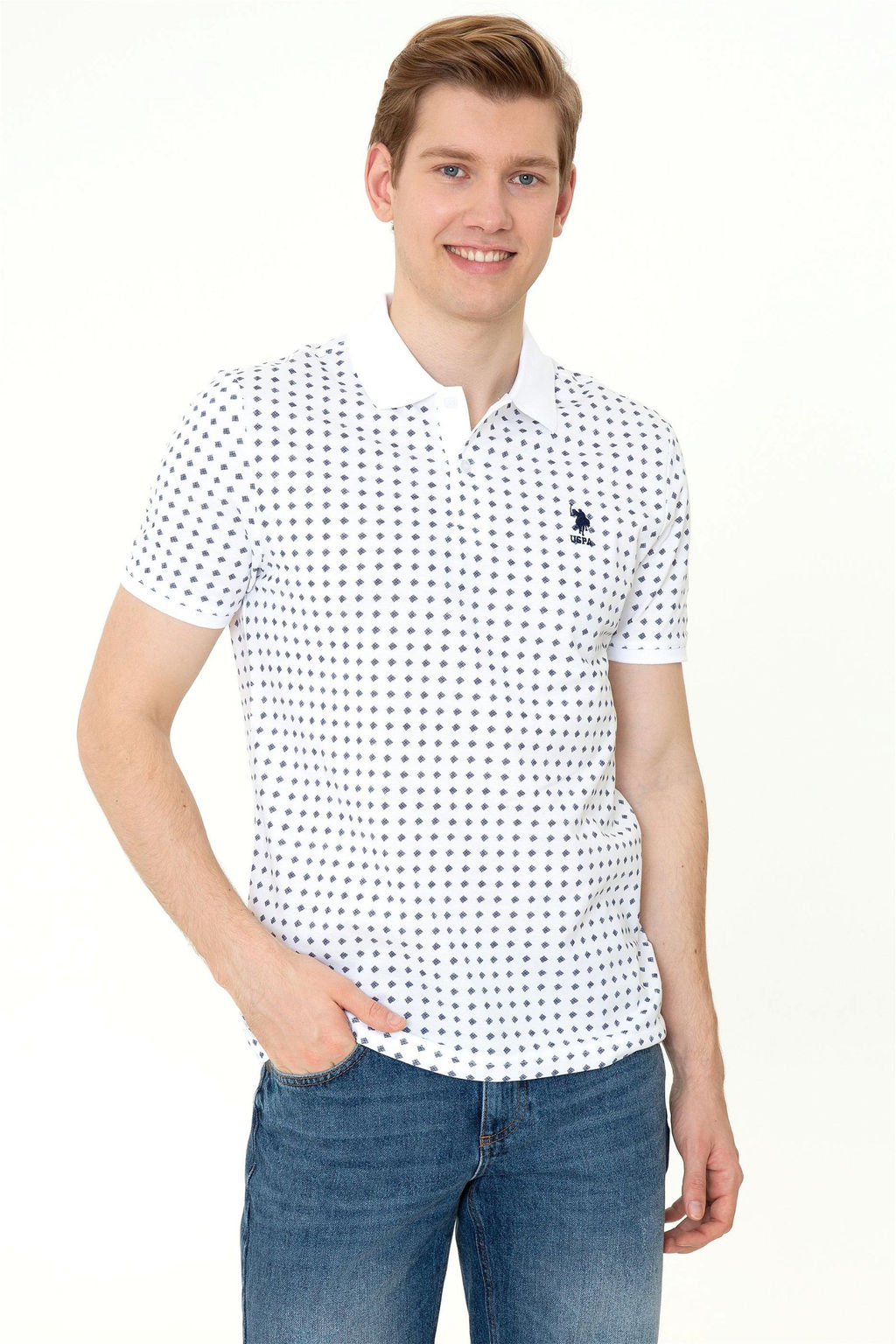 U. S. Polo Assn Мужская белая футболка с воротником-поло - U.s. polo assn фото 9