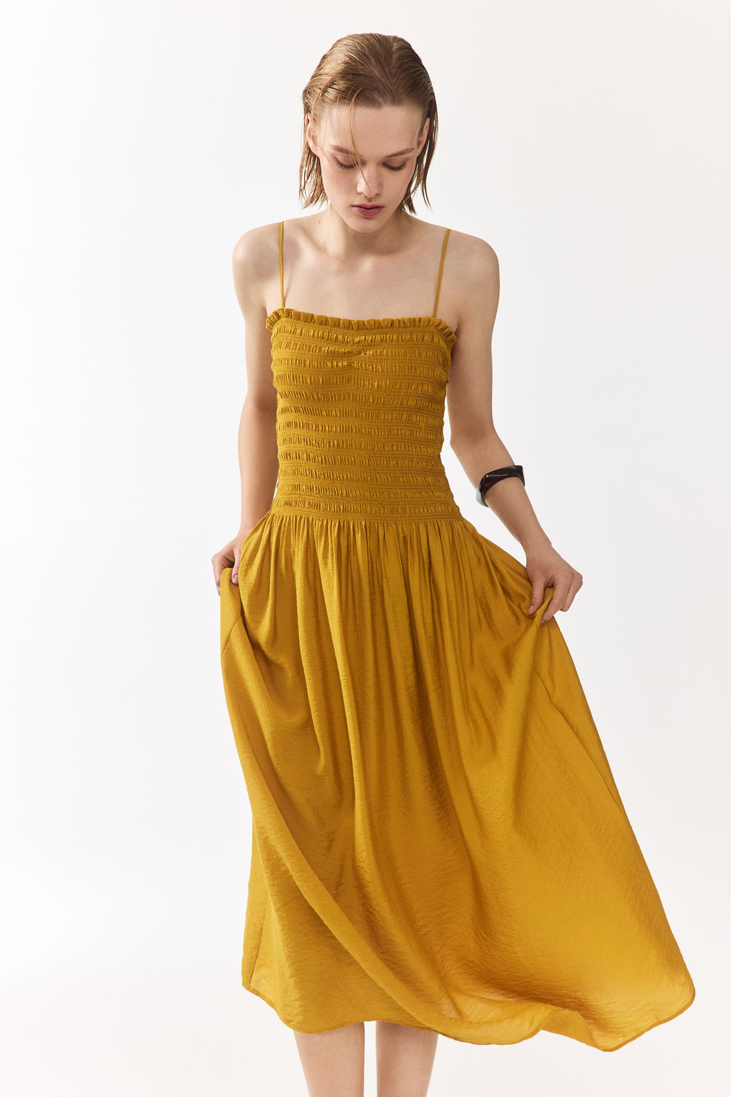 Vestido de tirantes con cuerpo nido de abeja - H&m фото 2