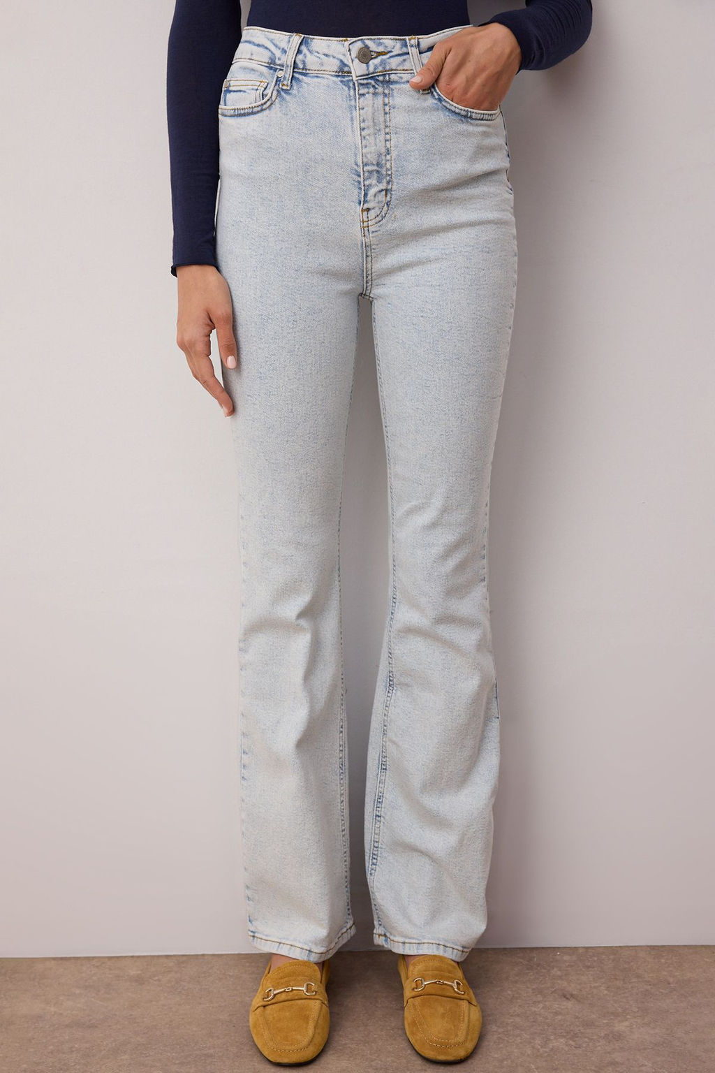 Ac?k Mavi Yuksek Bel Flare Jeans TWOAW24JE00083 - Trendyolmilla фото 2