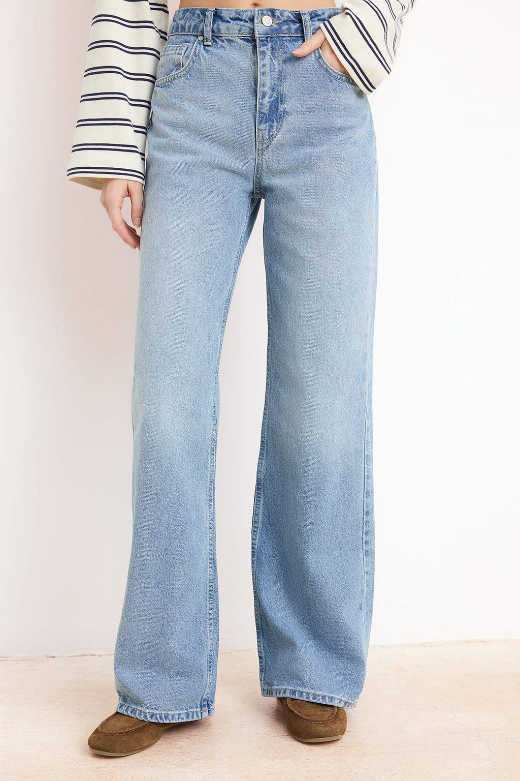 Gri Yuksek Bel Genis Paca Wide Leg Palazzo Jeans TWOAW26JE00066 - Trendyolmilla фото 11