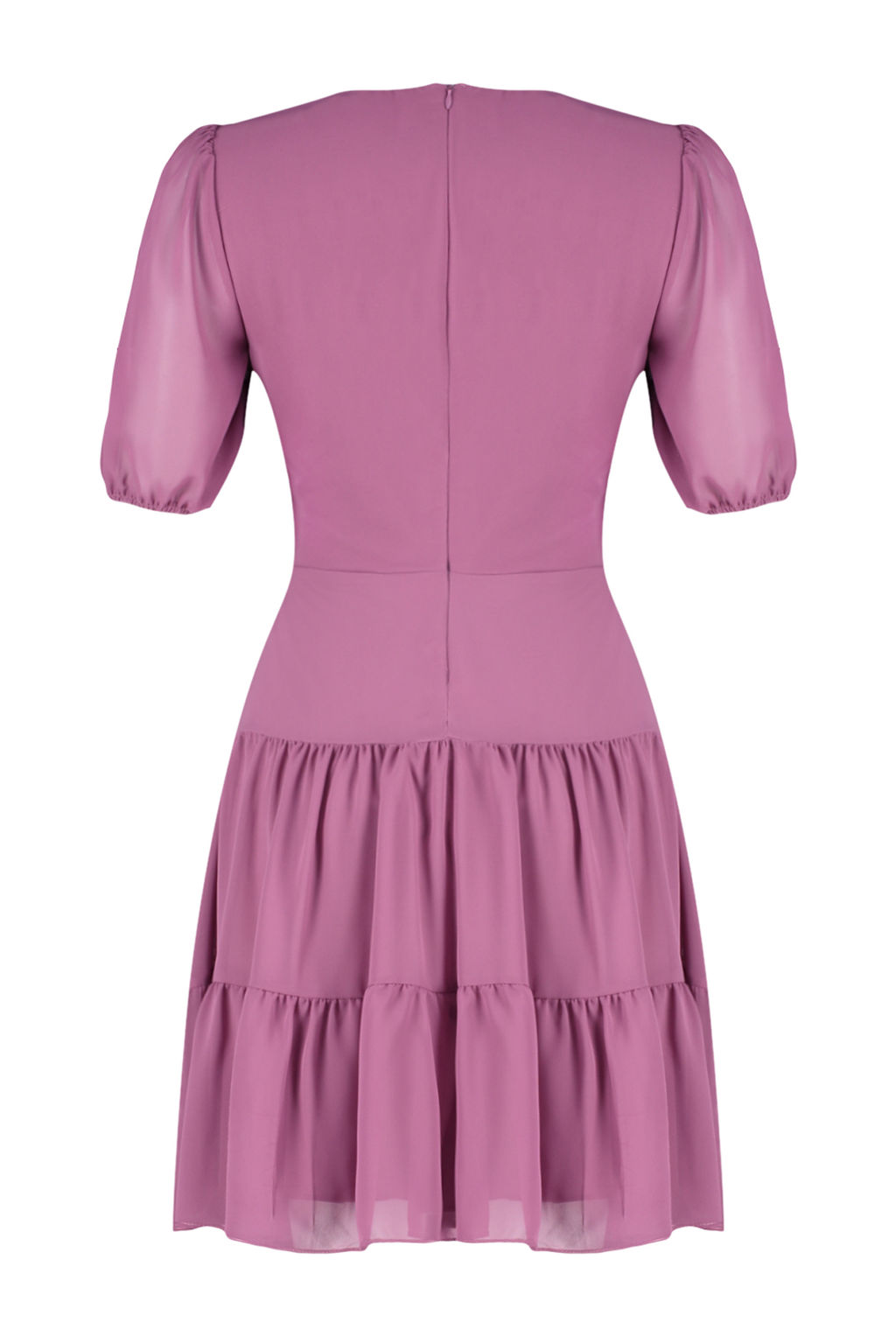 Pembe Belden Ac?lan Volanl? Sifon Astarl? Mini Dokuma Elbise TWOSS24EL00634 - Trendyolmilla фото 8