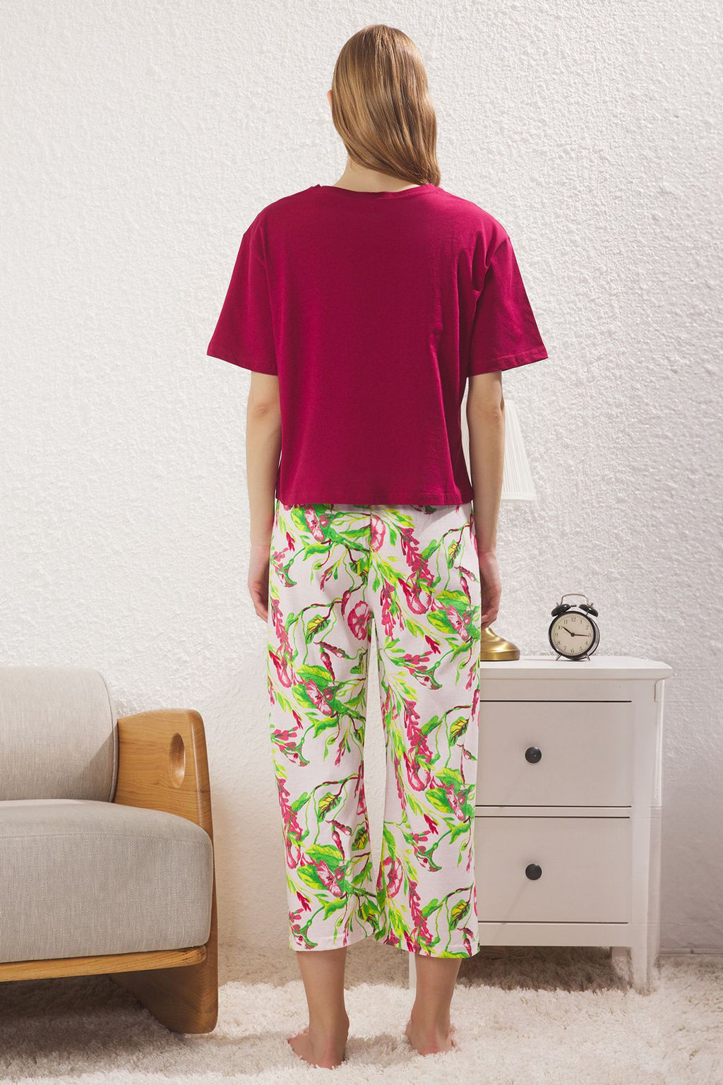 Trendyolmilla Lacivert Cicekli Kapri Orme Pijama Tak?m? THMSS24PT00216  фото 17