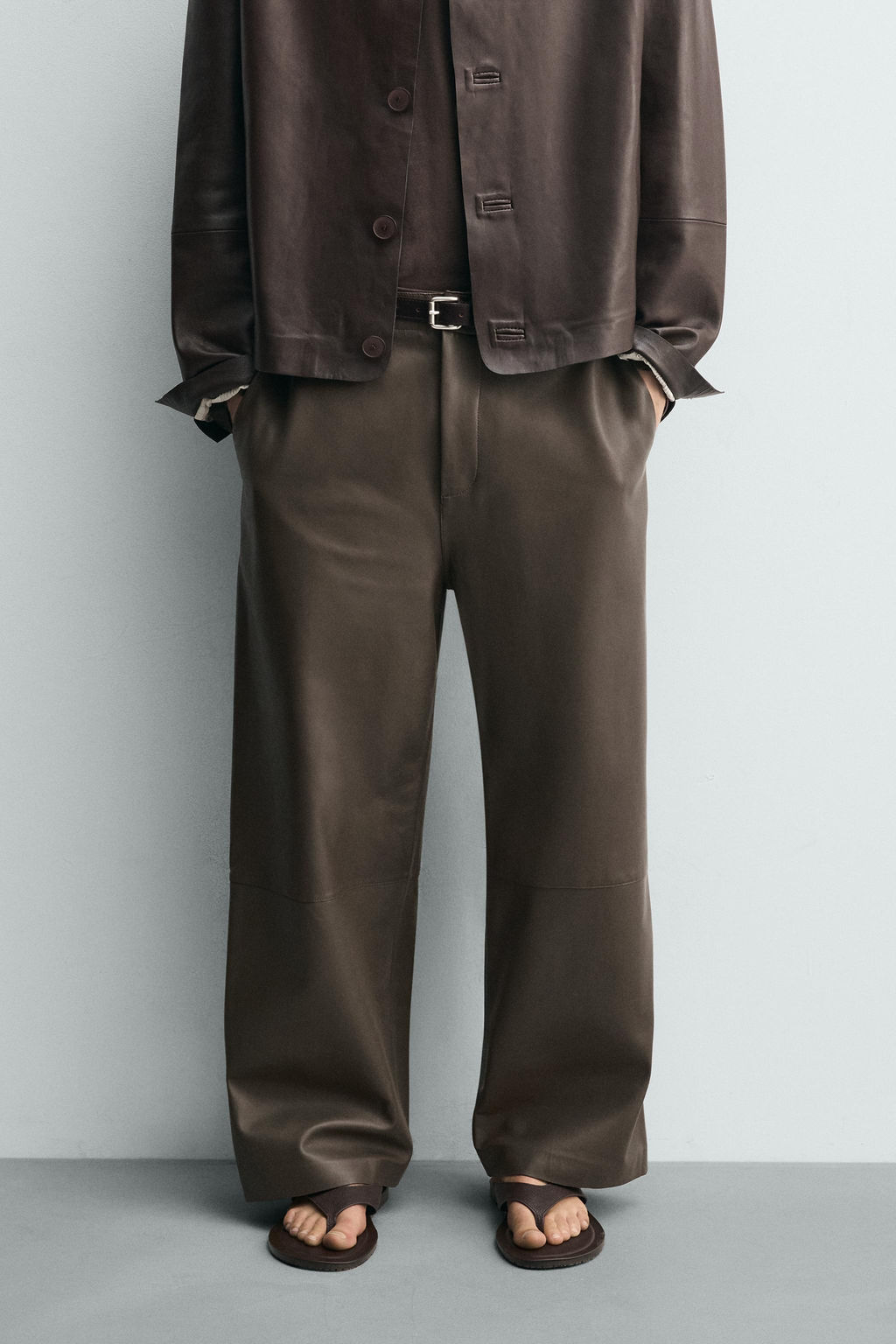 PANTAL?N BALLOON FIT PIEL / Marr?n - Zara фото 2