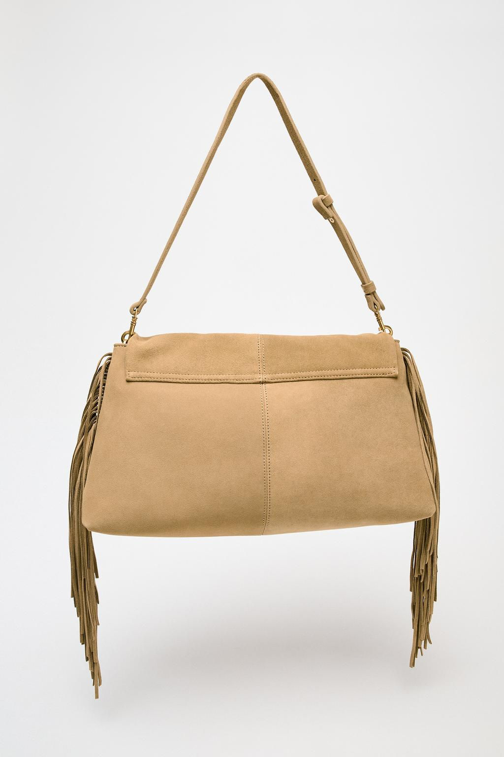SPLIT SUEDE CROSSBODY BAG WITH FRINGING - Zara фото 4