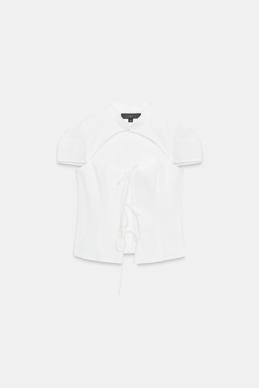 CAMISA POPEL?N ABERTURA LAZADAS / Blanco - Zara фото 4