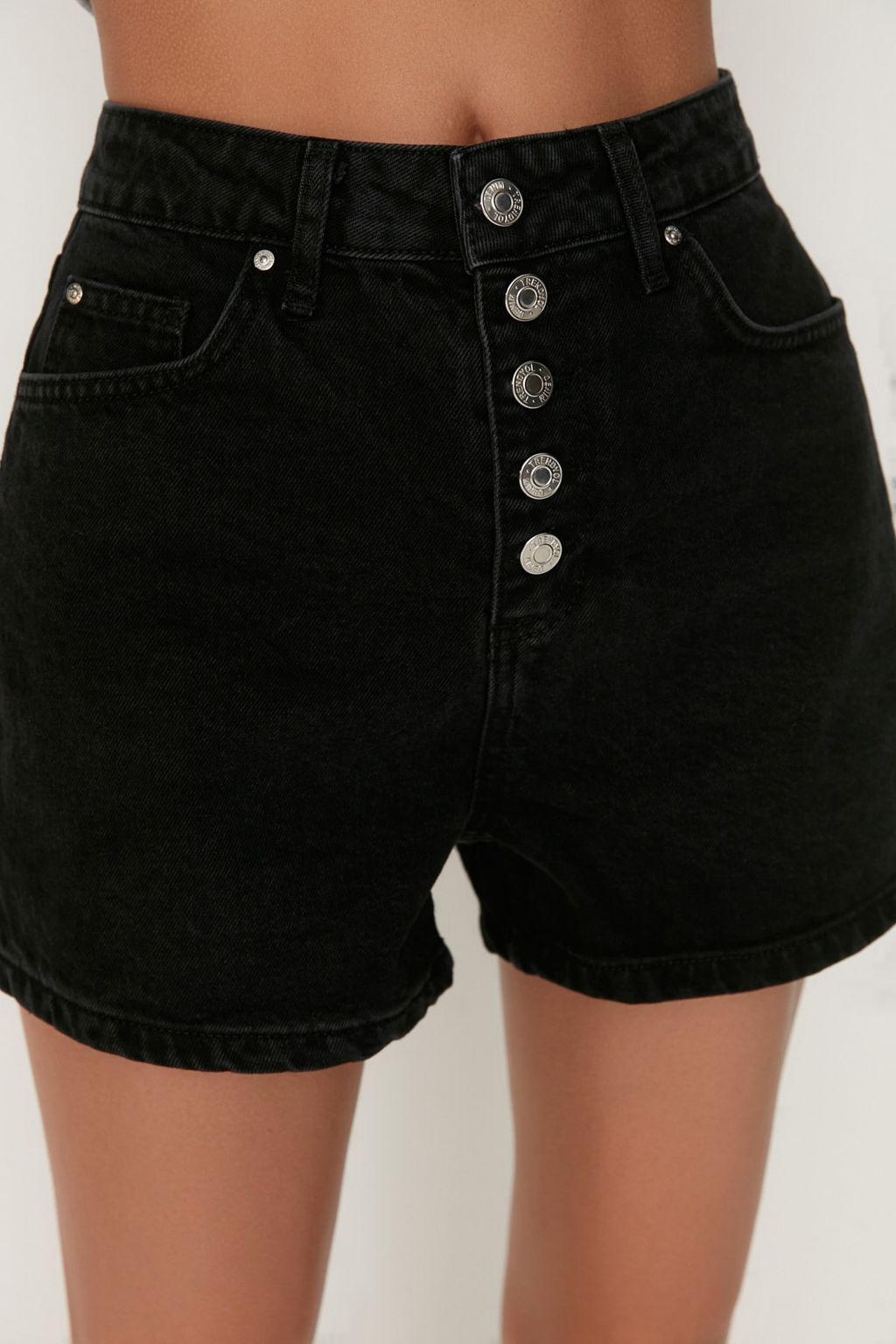 TRENDYOLMILLA Koyu Mavi Onden Dugmeli Yuksek Bel Denim Sort TWOSS22SR00112  фото 4