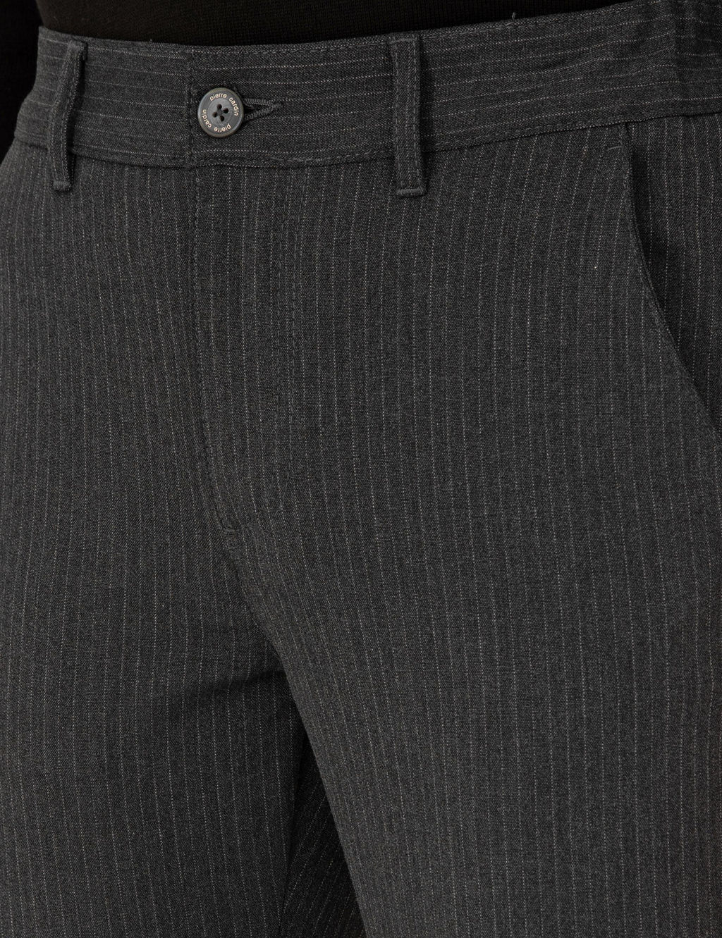 Antrasit Slim Fit _izgili Kanvas Pantolon